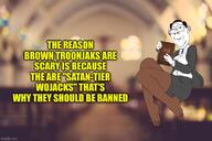 anti_brown_troonjak bible book brimstone brown_troonjak christianity church clothes ear factjak foot glasses god_tier_wojack hair holding_book holding_object imgflip.com impact_font irl_background necktie office_lady pantyhose protestant satan_tier skirt smile text toes variant:protestantjak watermark yuzugin // 749x500 // 85.8KB