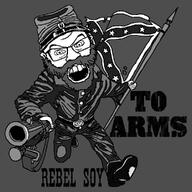 album_cover beard buttons confederate confederate_flag ear flag flag:confederate_states_of_america full_body glasses grayscale gun hand music rebel_son shoe to_arms variant:feraljak // 960x960 // 111.1KB