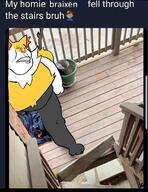animal braixen closed_eyes ear emoticon furry irl meme obese pokemon soyjak stairs stick tail test twitter variant:meximutt // 750x974 // 714.4KB