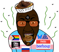 'p ace_of_spades beefsoup_(user) black_skin bluesky bowl caca clothes cuck cuckold dirty flag:lgbt_pride_flag flag:russia flies glasses lgbt lgbt_flag meta:namefags mouth_open pedophile poop russia soup stain stink_lines stinky tranny trans transgender_flag transparent_background troon variant:el_perro_rabioso // 1130x990 // 410.2KB
