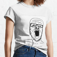 clothes glasses merchandise mustache open_mouth soyjak stubble tshirt variant:a24_slowburn_soyjak // 600x599 // 382.0KB