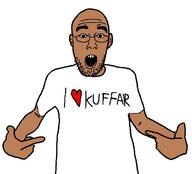 arm brown_skin clothes ear glasses hand heart i_heart islam kaffir kuffar open_mouth pointing soyjak stubble text tshirt variant:shirtjak // 618x559 // 34.1KB