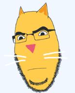animal cat closed_mouth ear emoticon fangs glasses neutral series:soymoji soyjak stubble variant:cobson whisker yellow yellow_skin // 721x896 // 26.3KB