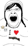 cosplay dokkebi double_chin fat glasses happy i_love lips long_hair man_boobs obese open_mouth rainbow_six soyjak stubble teeth variant:slitheenjak video_game // 722x1197 // 95.1KB