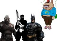 Astrofene_(namefag) CrimeanChud_(namefag) Warrior-Z(user) arabic_text balaclava bat batman batman_(series) bloodshot_eyes brap braphog buff caligraphy crimea crimean_tatar crying extremely_obese fart fat flag flag:norway flag:shahada full_body gas gassy hanging iron islam kratos kufic mcdonalds muscles muscular_male muslims mutt norway obese open_mouth punisher red self_insert shahada skull soybooru spawn stick subvariant:mexiaryan subvariant:muscular_chud2 subvariant:perceptive_chud variant:chudjak variant:meximutt video_game // 2100x1500 // 2.0MB