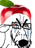 3dgifmaker angry animated apple bloodshot_eyes clothes crying ear ext=gif food foodjak fruit glasses hat open_mouth soyjak stubble variant:cryboy_soyjak // 216x216 // 126.3KB