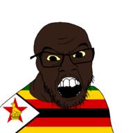 black_skin clothes country flag glasses open_mouth small_eyes soyjak stubble variant:feraljak zimbabwe // 1500x1500 // 45.4KB