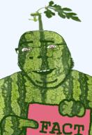 fact food foodjak fruit glasses green_skin happy holding_object holding_sign melson open_mouth pink_eyes smile soyjak stubble transparent_background variant:cobson watermelon // 775x1124 // 322.4KB