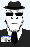 black_glasses clothes fedora id necktie serious soystapo suit variant:markiplier_soyjak // 1035x1627 // 196.4KB