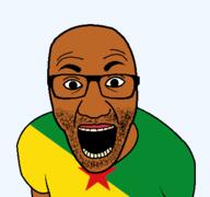 arm brown_skin clothes flag flag:french_guiana french_guiana glasses latinx looking_at_you open_mouth soyjak stubble transparent_background tshirt variant:el_perro_rabioso // 427x400 // 22.1KB