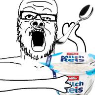 bald gem hand holding_object milchreis müller soyjaks spoon variant:a24_slowburn_soyjak yoghurt // 2048x2048 // 1.4MB