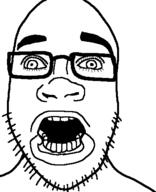 eyelashes glasses open_mouth soyjak stubble variant:unknown // 405x500 // 9.1KB