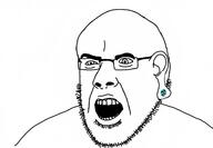 ear earring glasses nose_piercing nose_ring open_mouth soyjak stubble subvariant:narge variant:cobson // 2360x1640 // 136.9KB