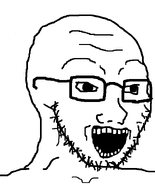 animated crazed glasses open_mouth stubble teeth twitching_eye variant:soyak white_background // 644x800 // 10.2KB