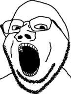 glasses merge no_eyebrows open_mouth soyjak stubble variant:gapejak variant:impish // 598x792 // 107.3KB