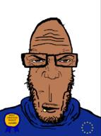 angry award beard brown_skin crying euromutt european european_union flag flag:european_union glasses half_open_mouth most_obsessed_faggot_award mutt punisher_face red_eyes shitskin star_(symbol) subvariant:euromutt sweater variant:markiplier_soyjak // 594x797 // 61.2KB