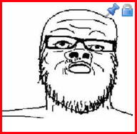 4chan 4chan_x_border closed_mouth glasses lock mustache push_pin soyjak sticky stubble variant:a24_slowburn_soyjak // 258x252 // 22.4KB
