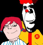 afro brown_eyes clothes clown glasses mcdonalds red_hair red_nose ronald_mcdonald soyjak stubble subvariant:hornyson variant:cobson wendys // 1105x1154 // 142.4KB