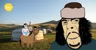 4soyjaks animal asian baby babyjak beard binky brown_eyes caca camp closed_mouth clothes cloud eye_bags ger_camp glasses goatee grass grassland grin hat hill horse horseback_riding irl_background long_hair meta:not_a_duplicate meta:oc_but_kinda_not_oc mongol mongolia mongolian moustache mustache nomad pacifier remastered sky slanted_eyes smile smirk steppe stubble subvariant:impish_horse subvariant:mustached_gapejak subvariant:wholesome_soyjak sun teeth trend:babyjak variant:cobson variant:gapejak variant:impish_soyak_ears yellow_skin // 5104x2696 // 5.2MB