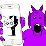 animal arm black black_hat black_sprunki cat closed_mouth clothes durple hand hat incredibox iphone necktie open_mouth phone purple purple_sprunki sex sprunki teeth variant:markiplier_soyjak wenda white white_sprunki // 1280x1280 // 670.1KB