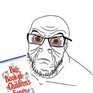 angry bloodshot_eyes book brown_eyes glasses soyjak stubble variant:feraljak wrinkles yellow_teeth // 1024x1024 // 142.6KB