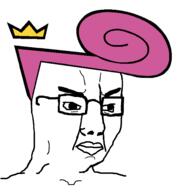 angry cartoon closed_mouth clothes crown fairly_odd_parents glasses hat nickelodeon pink_hair soyjak variant:chudjak wanda_(fairy_odd_parents) // 919x974 // 89.8KB