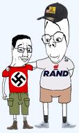 arm boot cargo_shorts clothes flag:gadsden friendship full_body glasses hair hand leg libertarian lips nazism rand_paul shoe shorts smile sock subvariant:rand subvariant:wholesome_soyjak swastika tshirt united_states variant:chudjak variant:gapejak // 1127x1890 // 536.9KB