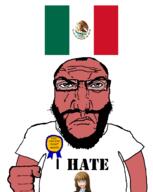 arm beard closed_mouth clothes countrywar glasses hand mexican_flag mexico obsessed obsessed_faggot punisher_face red_skin satoko_houjou(namefag) soyjak subvariant:science_lover text ushiromiya_rosa variant:markiplier_soyjak // 958x1200 // 111.4KB