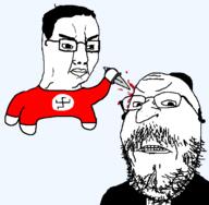 2soyjaks angry animated blood clenched_teeth clothes glasses hair hat holding_knife holding_object judaism kippah knife murder mustache soyjak stubble swastika variant:chudjak variant:gapejak // 576x565 // 23.6KB