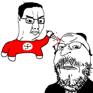 2soyjaks angry animated blood clenched_teeth clothes glasses hair hat holding_knife holding_object judaism kippah knife murder mustache soyjak stubble swastika variant:chudjak variant:gapejak // 576x565 // 23.6KB