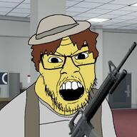 alexei_tarasov assault_rifle background blood_debt_(roblox) brown_hair clothes glasses gun hair hat office roblox shooter stubble variant:feraljak // 1500x1500 // 812.0KB