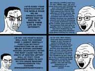 2soyjaks clenched_teeth closed_eyes clothes comic crying glasses hat judaism kippah looking_at_you nazism obese open_mouth star_of_david stubble swastika text variant:chudjak variant:soyak wall_of_text wordswordswords // 4032x3024 // 1.5MB