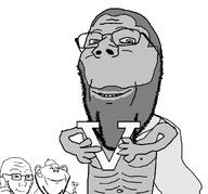 HAPPY_FIFTH_ANNIVERSARY anniversary cape ear five gigachad glasses keep_on_jakkin_teens nose number numberjacks smile soy soya soyjak stubble subvariant:wholesome_soyjak v_(4chan) variant:gapejak variant:soyak white_background // 1096x1020 // 55.7KB