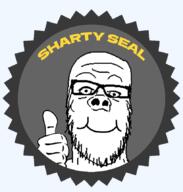 accessory badge glasses grey hand seal_of_approval sharty_seal smile soot_colors soyjak soyjak_party stubble text thumbs_up variant:a24_slowburn_soyjak // 820x860 // 58.4KB
