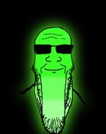 calm closed_mouth glasses glowing green_skin soyjak stretched_chin stubble subvariant:longplier sunglasses trend:glowie variant:markiplier_soyjak // 785x1000 // 109.1KB