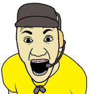 arm cap clothes dogtag hat headset open_mouth scout soyjak team_fortress_2 team_fortress_2_classic tshirt variant:el_perro_rabioso video_game white_skin yellow // 766x800 // 27.8KB