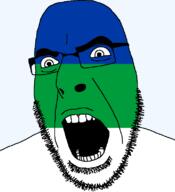 flag flag:komi full_head glasses hair komi_republic looking_to_the_right open_mouth russia soyjak stubble teeth text transparent transparent_background variant:cobson // 721x789 // 23.1KB