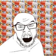 angry animated glasses meds mustache open_mouth pill soyjak stubble variant:feraljak // 445x445 // 2.1MB