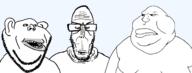 3soyjaks booger closed_mouth clothes ear fat glasses looking_to_the_left looking_to_the_right mustache mutt_trio obese open_mouth series:muttverse series:trios_&_duos soyjak stubble subvariant:euromutt subvariant:impish_amerimutt teeth template transparent_background variant:impish_soyak_ears variant:markiplier_soyjak variant:meximutt // 2162x824 // 44.7KB