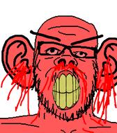 angry blood bloodshot_eyes ear pink_skin red_skin subvariant:feralrage variant:a24_slowburn_soyjak variant:feraljak // 454x520 // 49.8KB