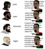 black_skin black_woman chad chud coon crying gay jewish_nose jews nigger nordic_chad open_mouth racism teeth text variant:chudjak waves white_man white_skin wojak wordswordswords yellow_sclera yes // 1300x1421 // 635.2KB