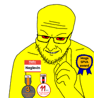 award badge glasses meta:namefags neglevin_(user) red_eyes soybooru spva stubble transparent_background variant:interjak yellow_skin youtube // 962x1002 // 97.1KB