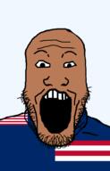 black_skin clothes country flag flag:grand_bassa_county flag:liberia glasses grand_bassa_county hair liberia liberian mustache open_mouth small_eyes soyjak stubble transparent transparent_background variant:feraljak yellow_sclera // 600x935 // 17.2KB