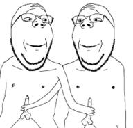 2soyjaks arm gay glasses hand handjob holding_object meta:low_resolution nsfw penis smile soyjak stubble subvariant:wholesome_soyjak variant:gapejak // 229x220 // 7.5KB