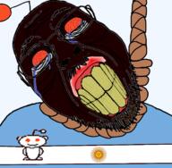 antenna argentina black_skin bloodshot_eyes clenched_teeth country crying flag mustache orange_eyes reddit rope snoo suicide variant:feraljak yellow_teeth // 726x711 // 336.4KB