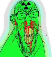 angry blood clenched_teeth compressed cracked_teeth ear glasses glowing green_skin nosebleed radioactive soyjak subvariant:feralrage teeth variant:feraljak vein // 894x919 // 24.8KB