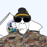 army beard camouflage closed_mouth clothes glasses hat logo military military_cap personal_army serious soyjak soyjak_party sunglasses template toothpick transparent_background variant:patriotjak // 1023x1023 // 300.1KB