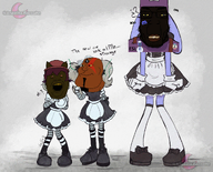 black_skin brown_skin bunny_ears circus_2_(namefag) clothes comic hat jax_(the_amazing_digital_circus) jimbo_(namefag) looking_at_you maid maid_outfit meta:namefags murder_drones niko_(oneshot) spade_tattoo subvariant:mexiaryan variant:alicia variant:meximutt warrior-z_(user) // 1775x1435 // 900.0KB