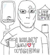 anger_mark bathroom clothes eye_bags frame glasses heart holding_object hygiene live_laugh_love mirror sink sitting stubble sweating tap text toilet toilet_paper toothbrush transgender_flag variant:jasonjak // 623x682 // 105.9KB