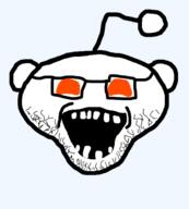 antenna bad_teeth ear glasses open_mouth orange_eyes reddit soyjak stubble variant:snoojak // 500x554 // 63.7KB